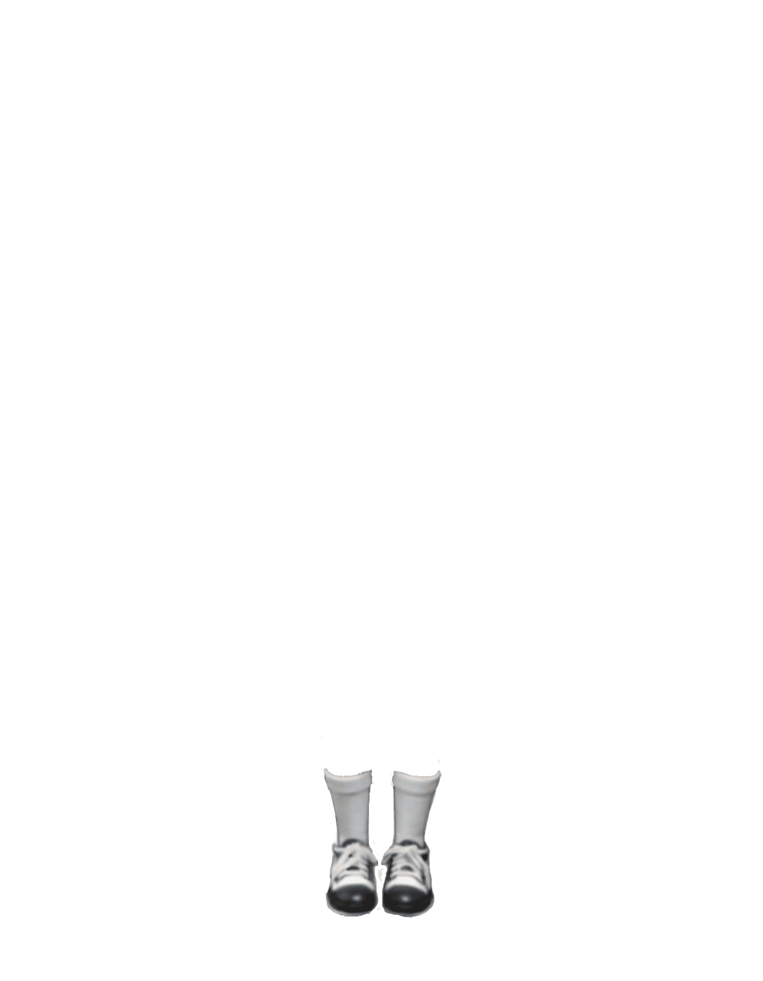 Child-sized black shoes with white socks